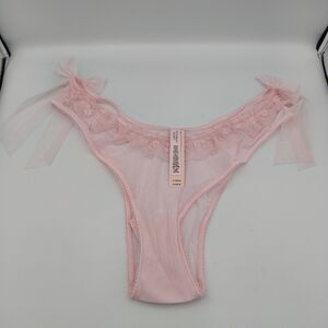 Victoria's Secret XL Blossom Pink Embroidery Side-Tie Brazilian Panty blossom